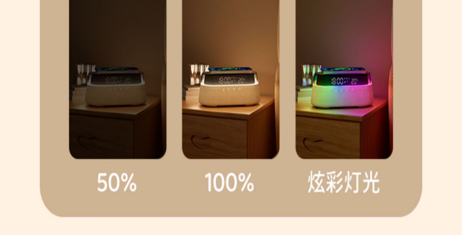 Cream Yellow [Bluetooth Speaker / Wireless Charging / Warm Night Light / Timed Alarm Clock / Temperature Display](图5)