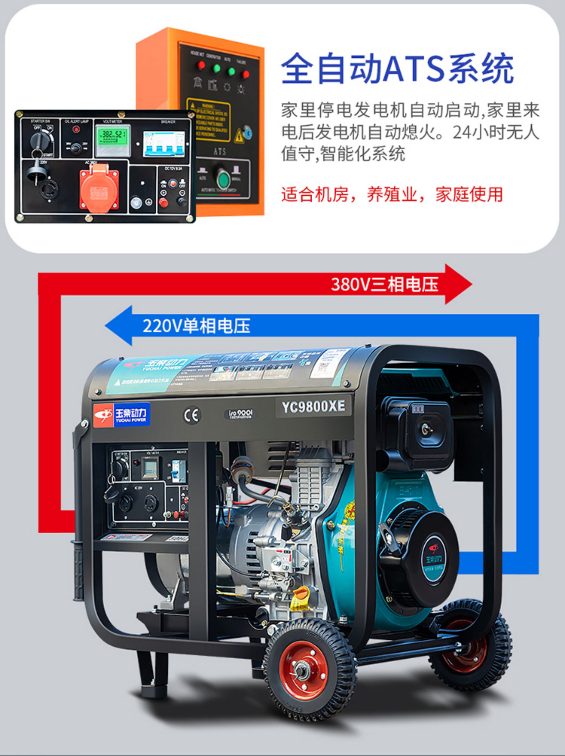 Electric Start 1.0KW Open-Frame Independent Motor(图7)