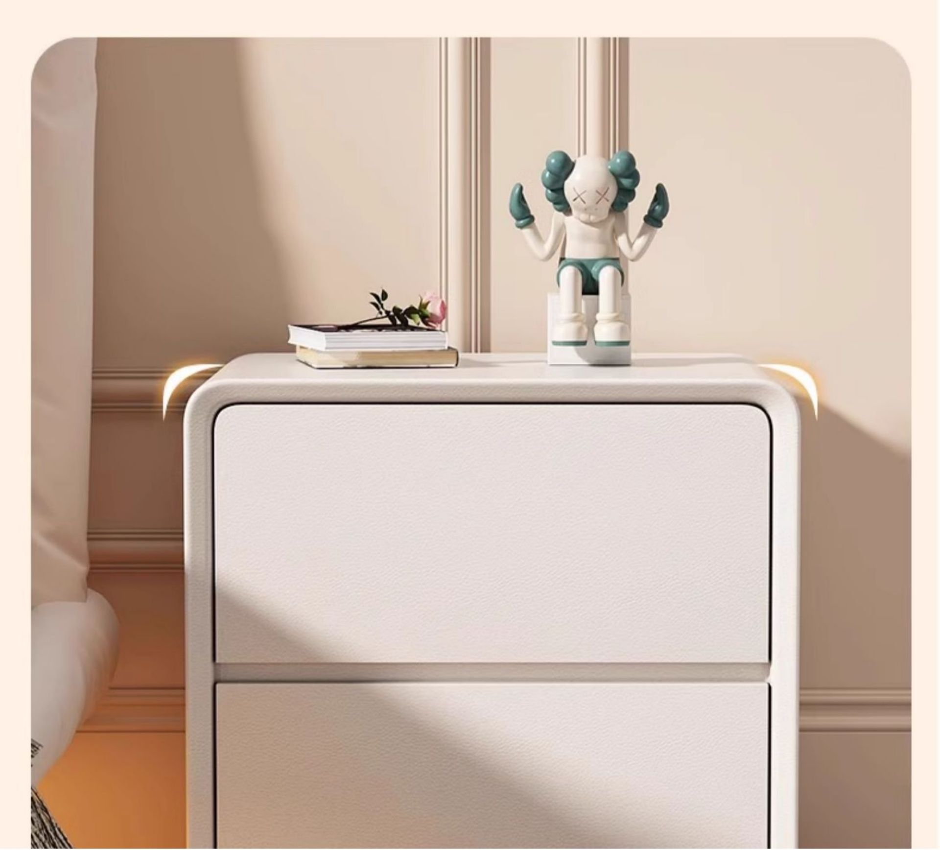 Cream White [Solid Wood Drawers + Solid Wood Frame] [with Fingerprint Lock + USB Power Strip + Bluetooth Speaker](图7)