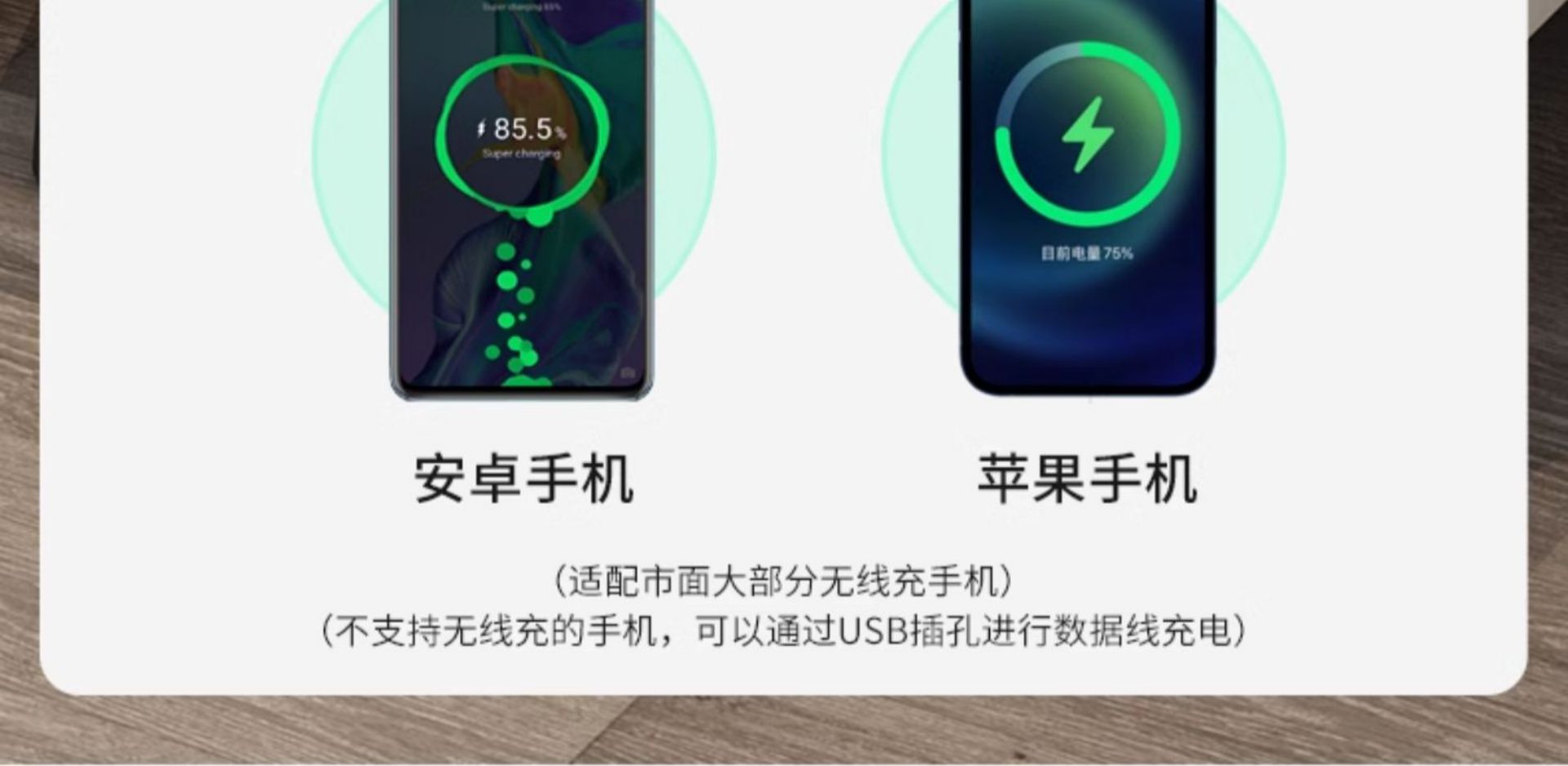 [Gray with Two Drawers] - Three-Color Lights + Wireless Charging + USB Ports + Fingerprint Lock + Bluetooth Speaker(图5)