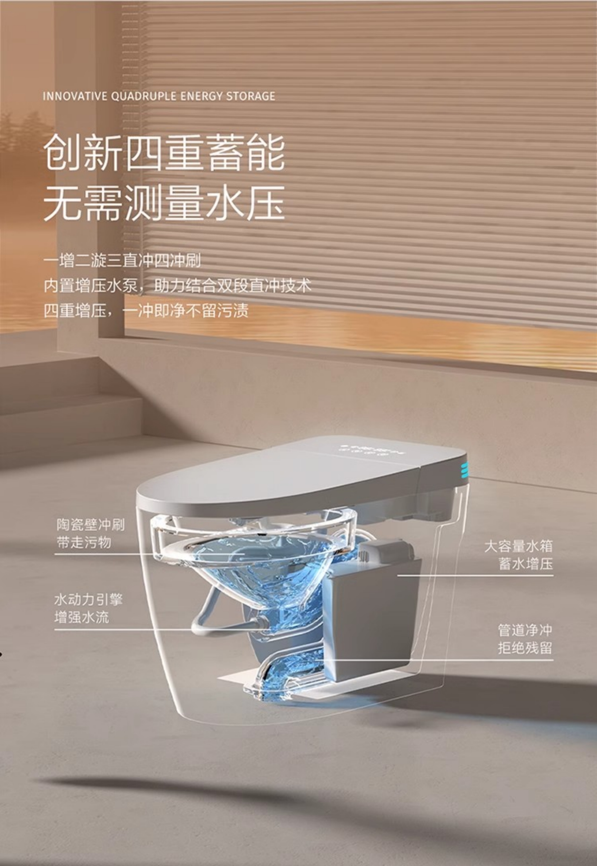Kohler Smart Toilet for Home Use [Gray High-Configuration Version] - Built-In Water Tank + Automatic Lid Closing, [No Water Pressure Restriction], 400mm(图1)