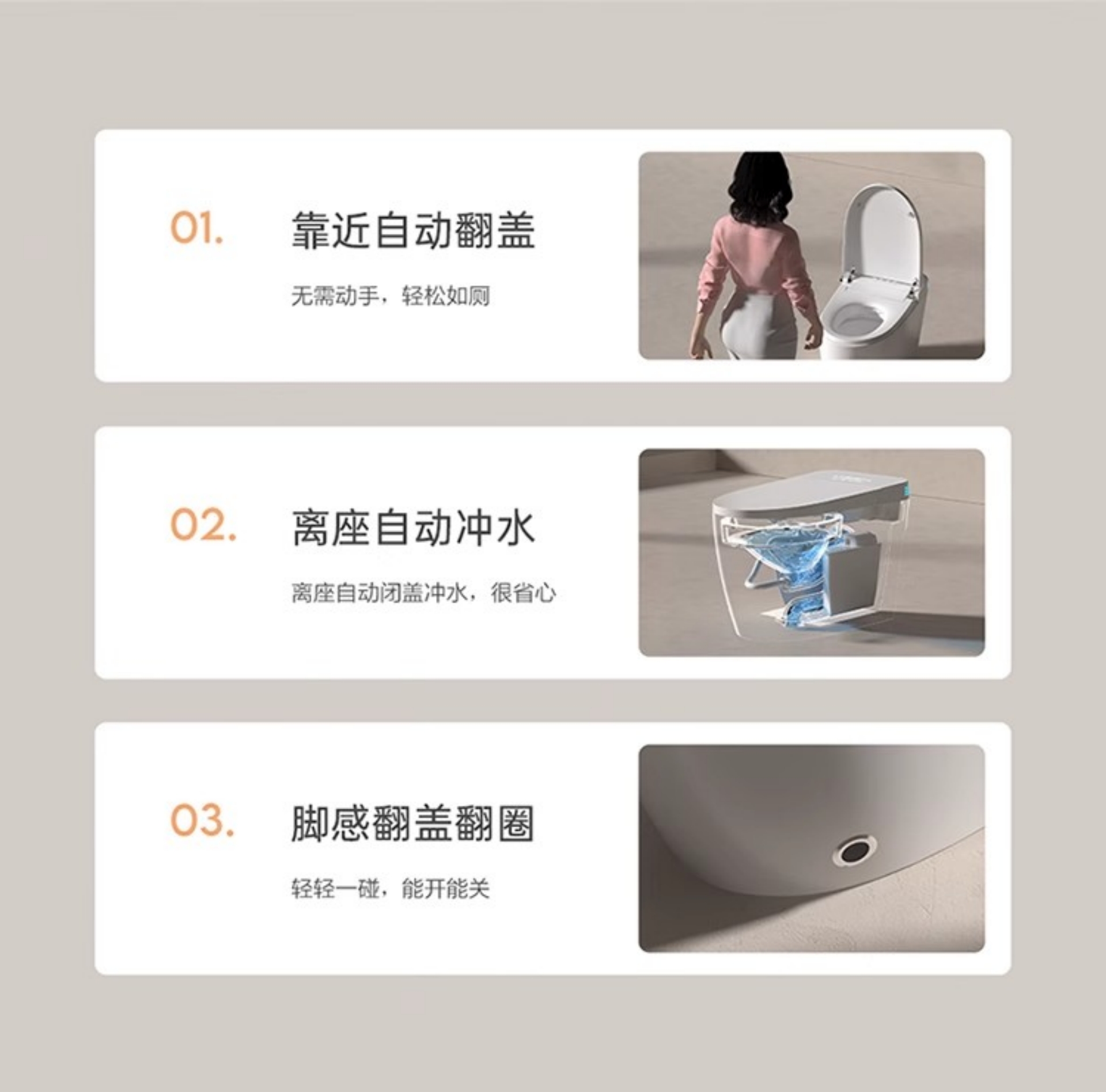 Kohler Smart Toilet for Home Use [Gray High-Configuration Version] - Built-In Water Tank + Automatic Lid Closing, [No Water Pressure Restriction], 400mm(图2)