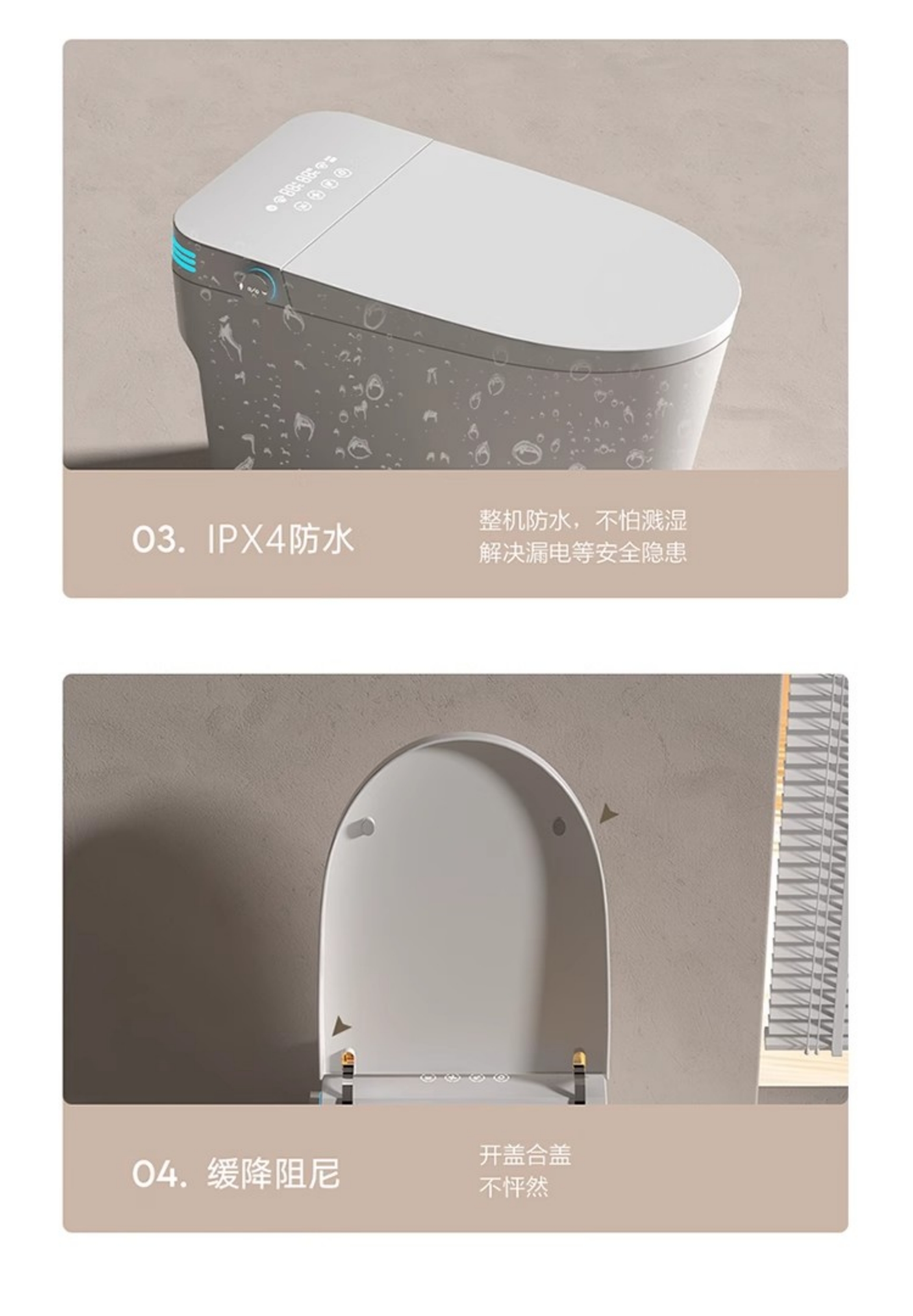 Kohler Smart Toilet for Home Use [Gray High-Configuration Version] - Built-In Water Tank + Automatic Lid Closing, [No Water Pressure Restriction], 400mm(图8)