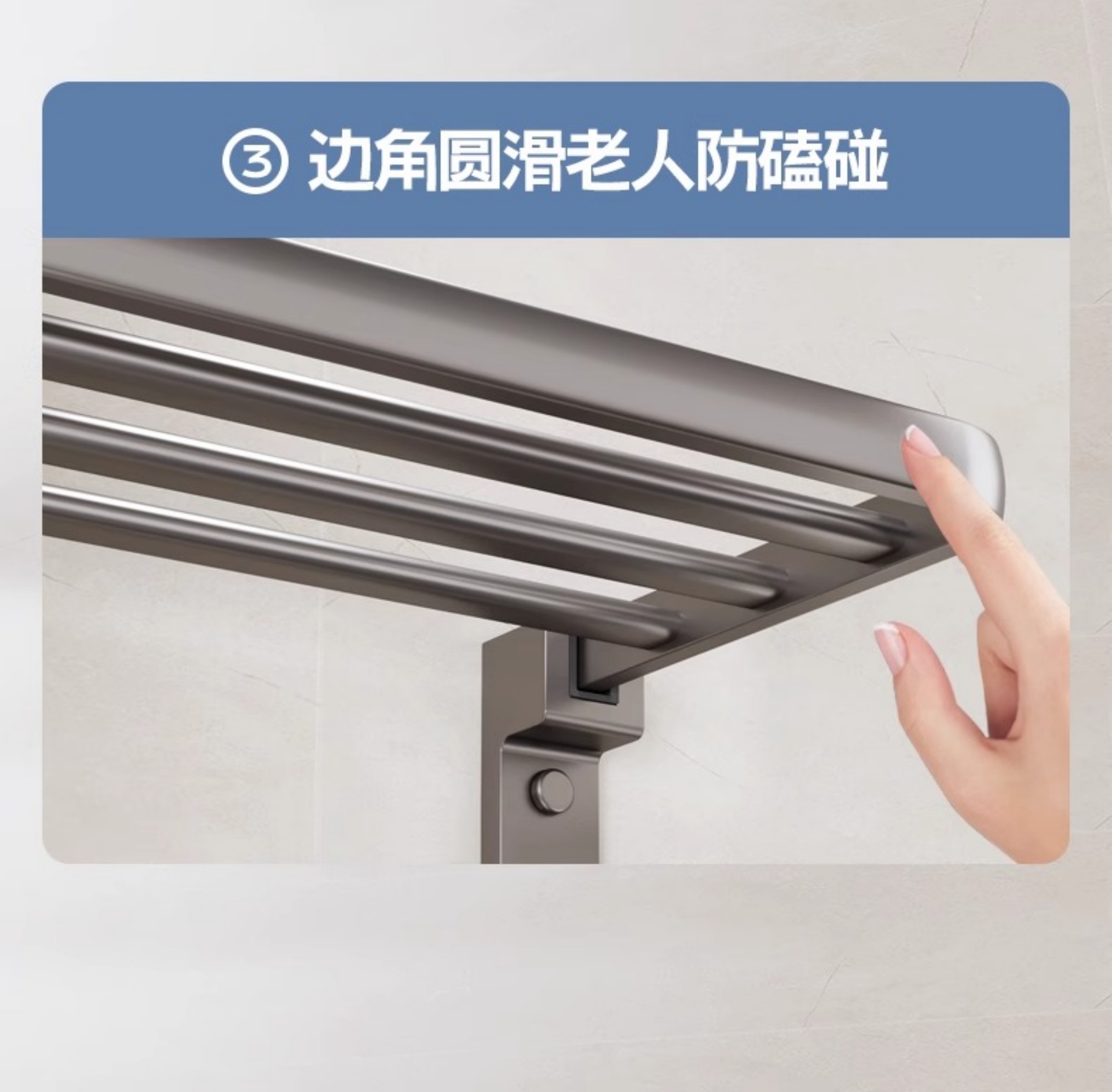 Wall-Mounted Drill-Free Double Folding Towel Rack Set of 2 (Bath Towel Rack + Single Rod)(图10)