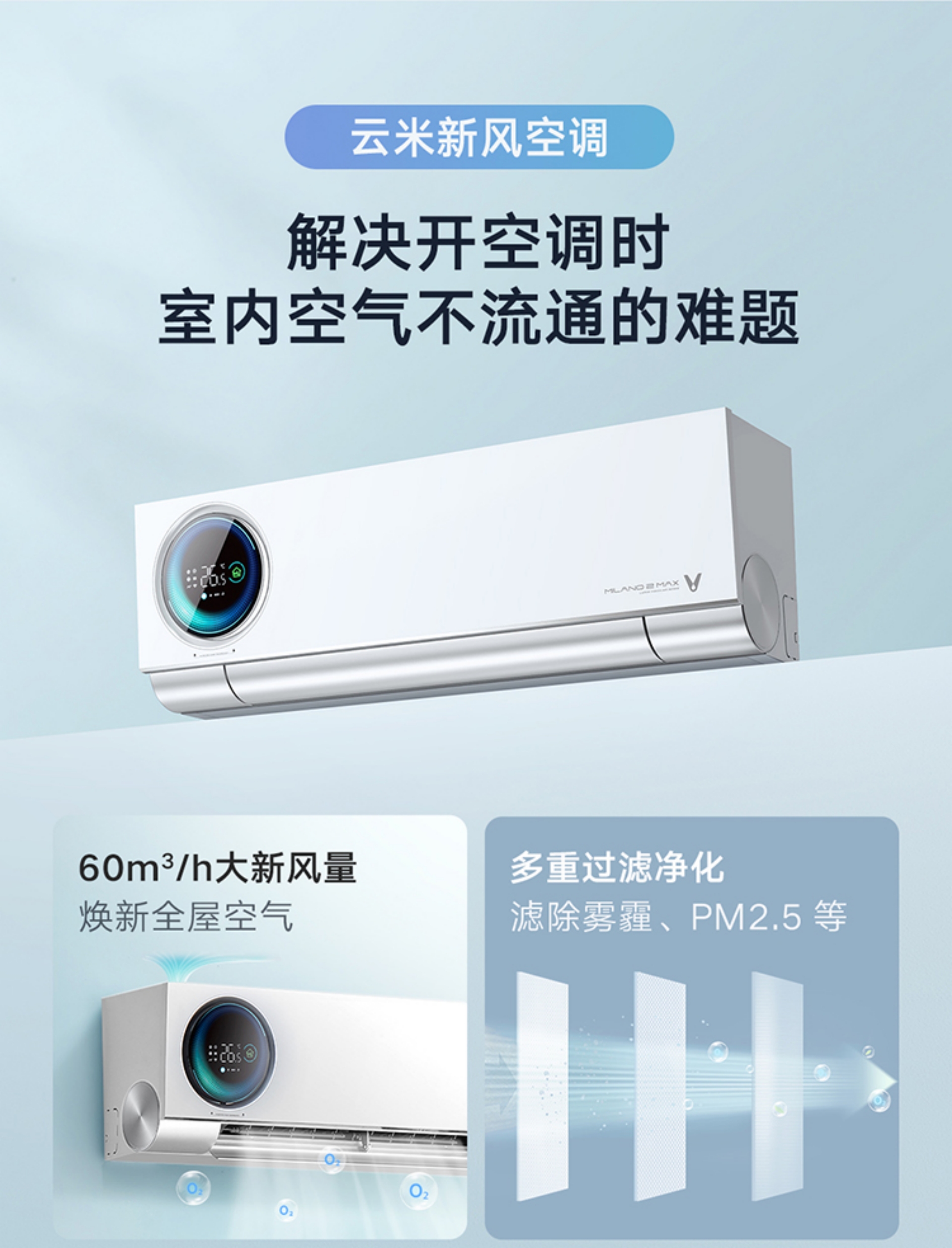 Fresh Air Inverter Split Air Conditioner (1.5 Ton) - New Level 1 Energy Efficiency, for Home Use(图3)