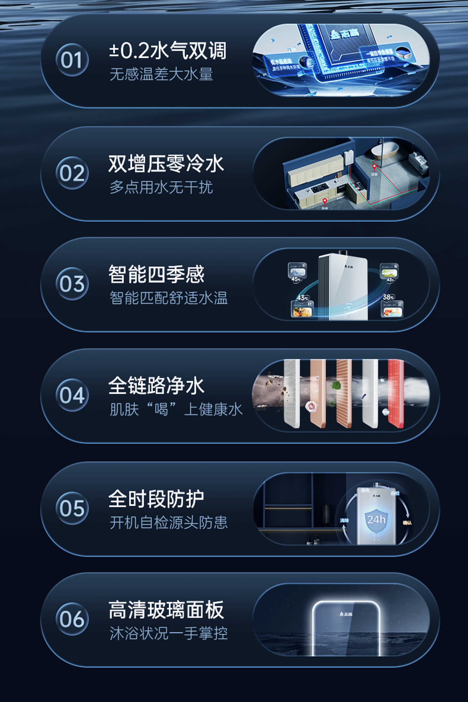 Gas Water Heater - 13L/16L, Dual Booster, Zero Cold Water & Constant Temperature(图3)