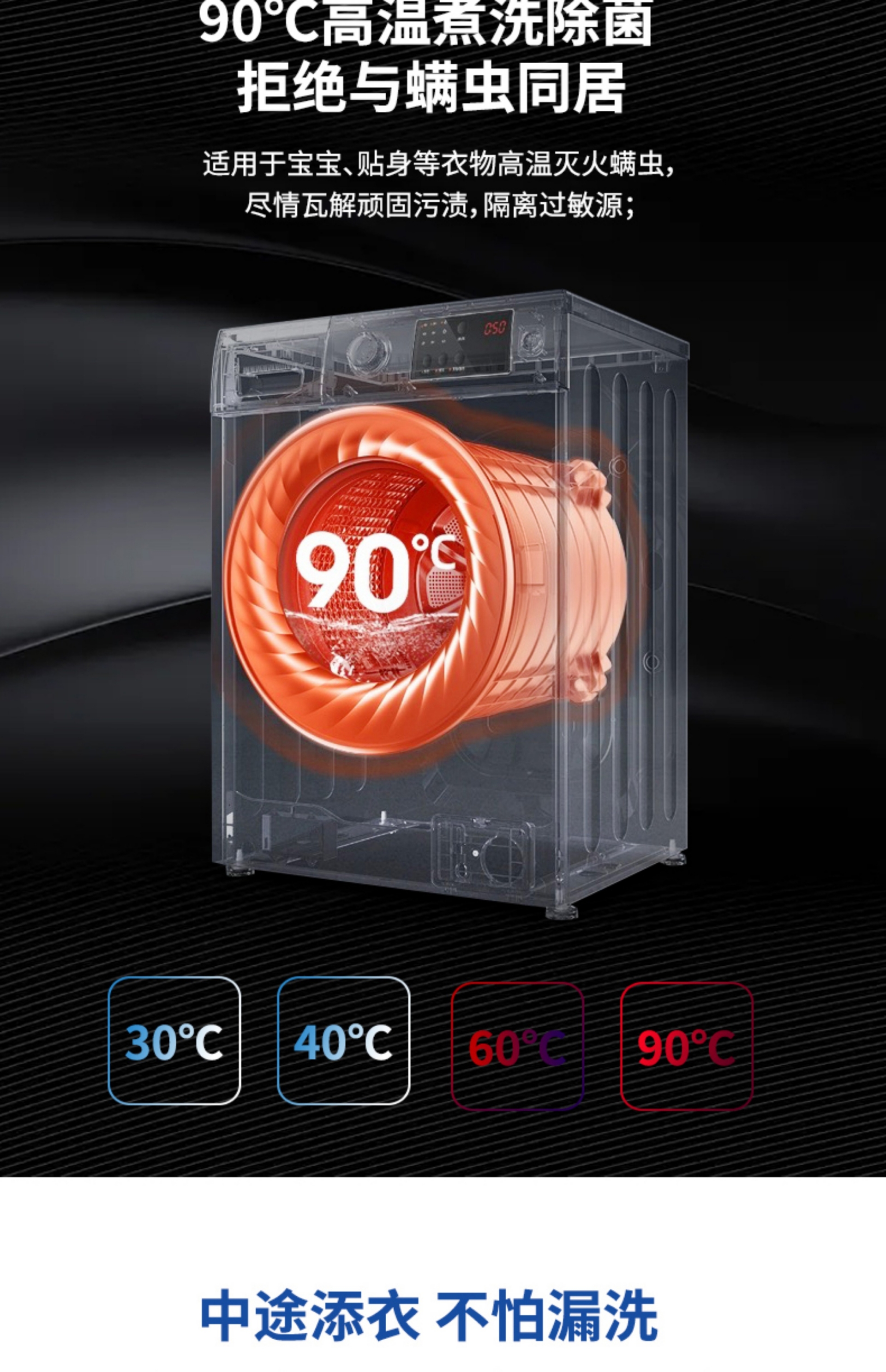 16kg Large-Capacity Fully-Automatic Smart Front-Load Washing Machine - Energy-Saving, Home-Use, High-Temperature & Inverter Technology(图6)