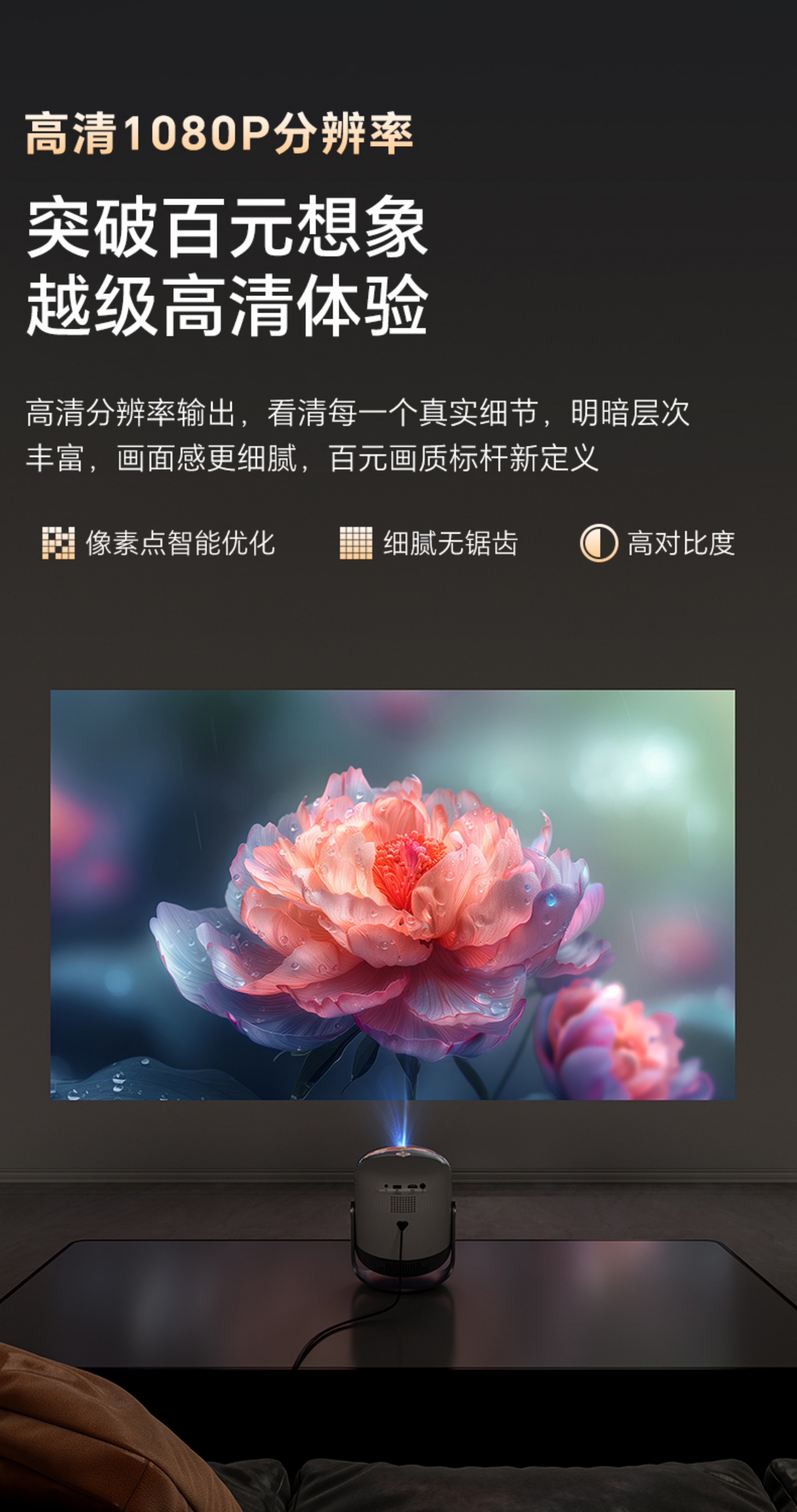 Home Projector (Voice-Controlled Version) [Voice Control + Auto-Focus + Android System](图4)
